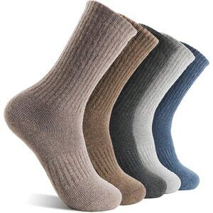 Women Merino Wool Dark Grey Sock 5 Pairs Warm Thick Crew Cozy Winter Boot Socks